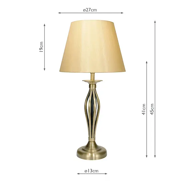 Secondary Picture of Bybliss Table Lamp Antique Brass with Shade (multipack)