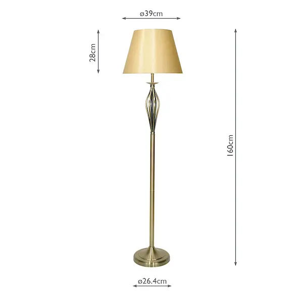 Secondary Picture of Bybliss Floor Lamp Antique Brass with Shade (multipack)