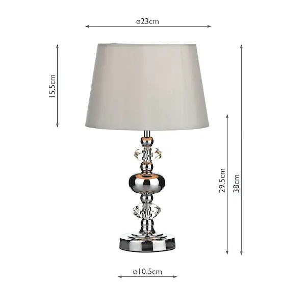 Secondary Picture of Edith Touch Table Lamp Polished Chrome with Shade