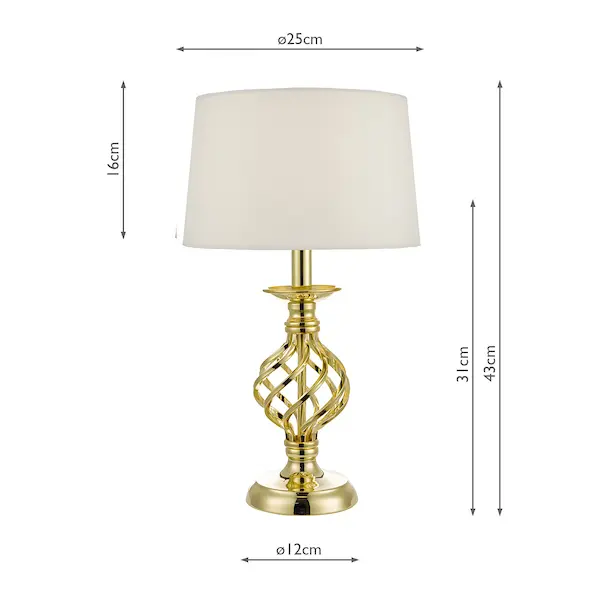 Secondary Picture of Iffley Touch Table Lamp Gold Cage Twist Base with Shade