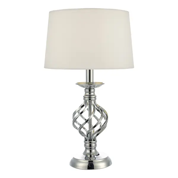 Picture of Iffley Touch Table Lamp Polished Chrome Twist Cage Base with Shade