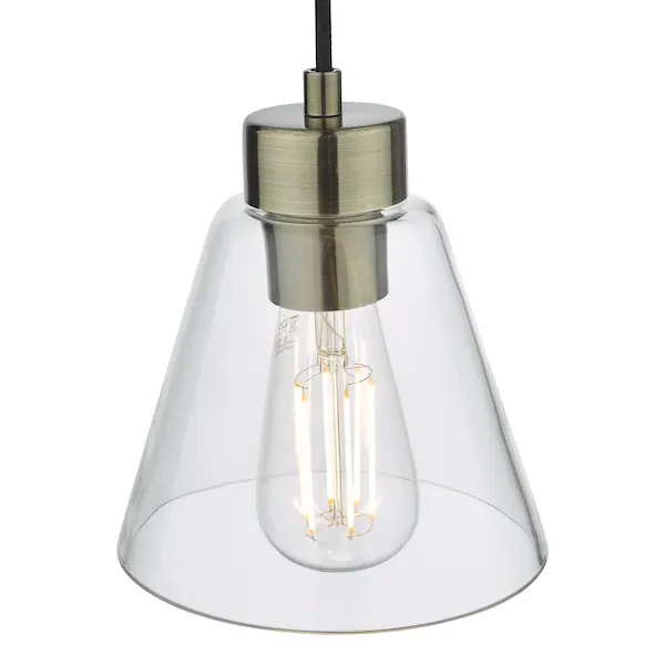 Third Picture of Jie 1 Light Pendant Antique Brass Glass