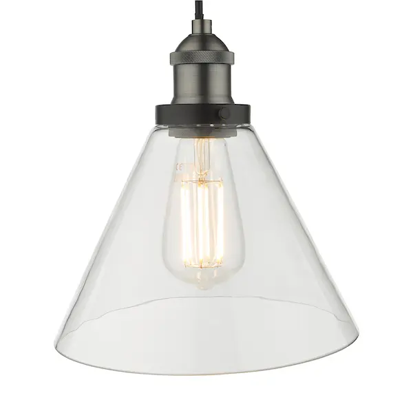 Third Picture of Ray 1 Light Single Pendant Antique Nickel Clear Glass