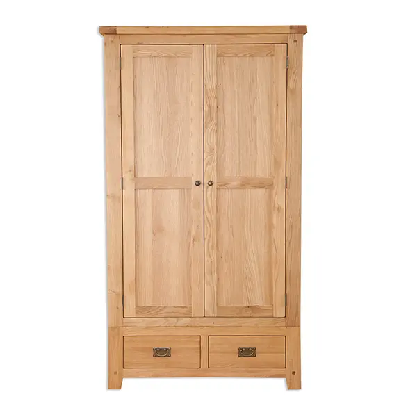 Secondary Picture of Natural Two Door Two Drawer Wardrobe