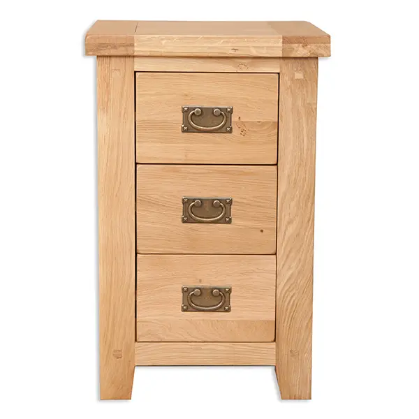 Secondary Picture of Natural Three Drawer Bedside Cabinet